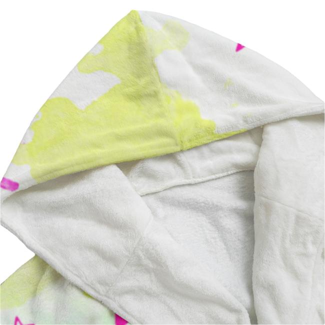 Preview: Bunter Bademantel Leo aus Flanell – flauschig & farbenfroh, Größen S–2XL